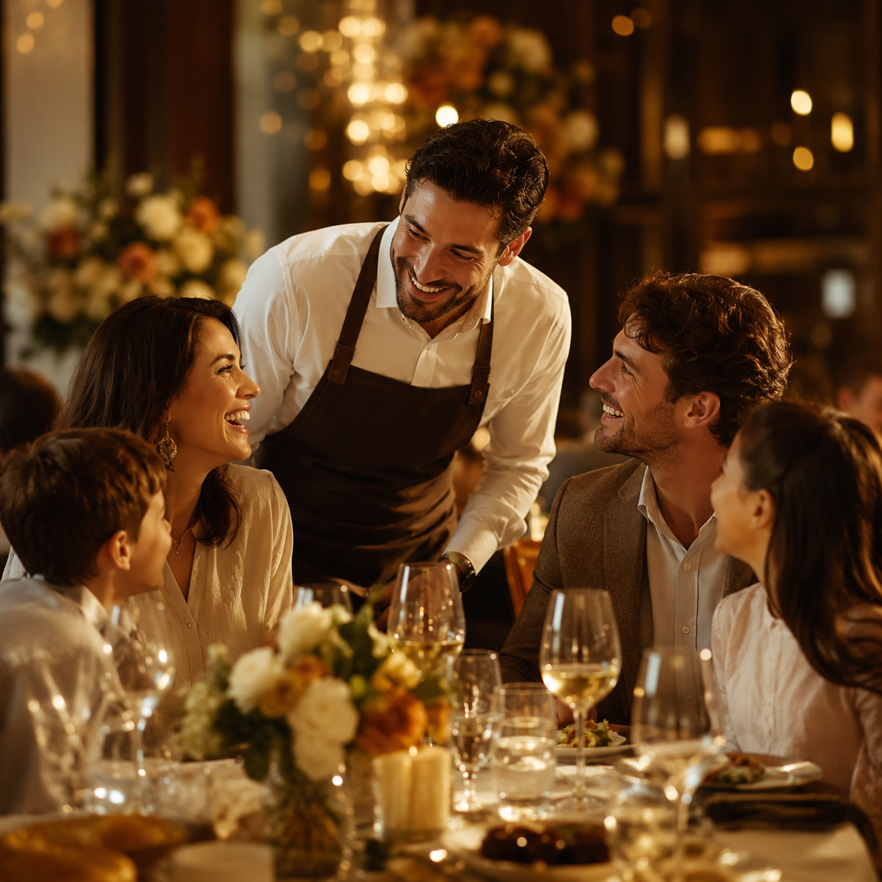Warm hospitality service at an elegant dinner