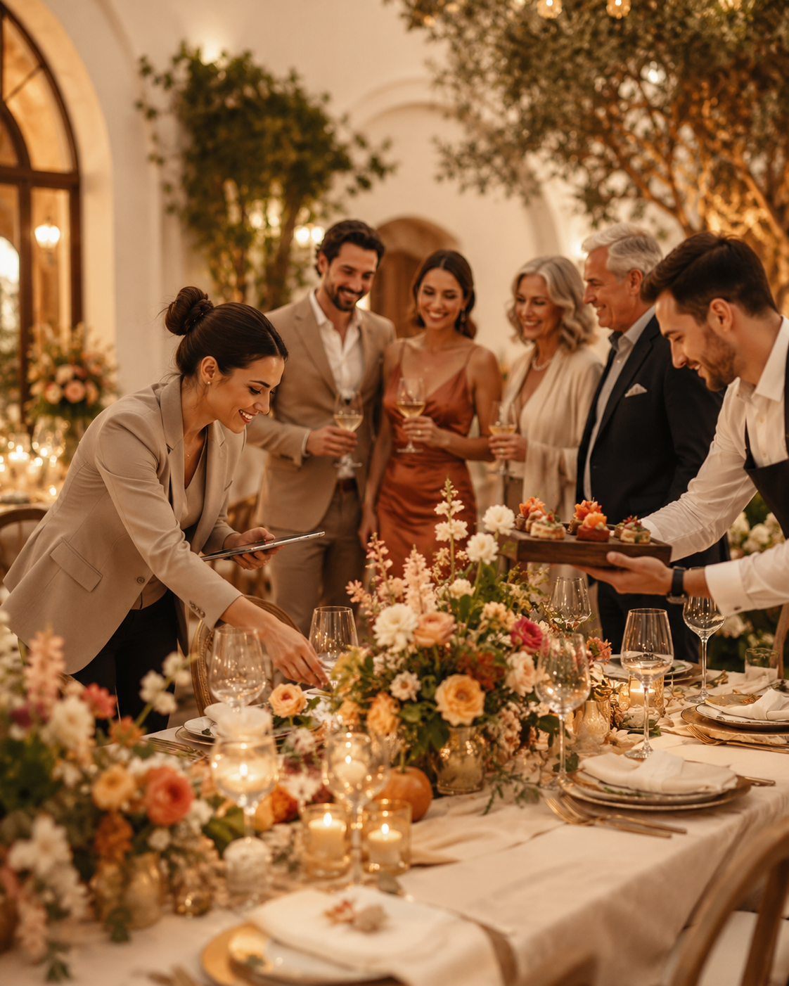 Event planning and catering setup