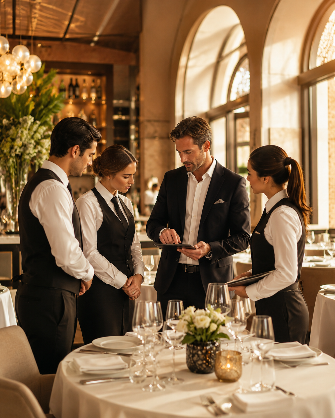 Hospitality management team briefing